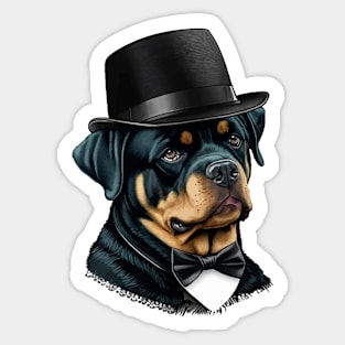 Rottweiler Funny Top Hat Sticker